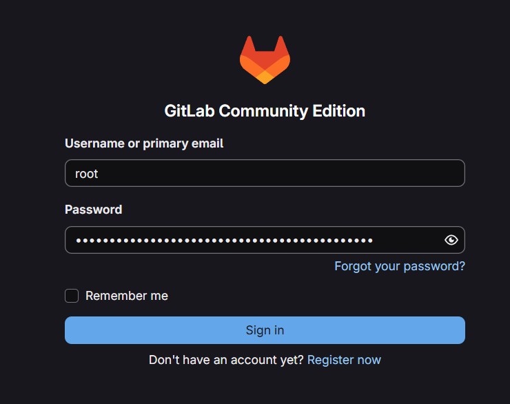 Figure 4: Logging in with our default credentials