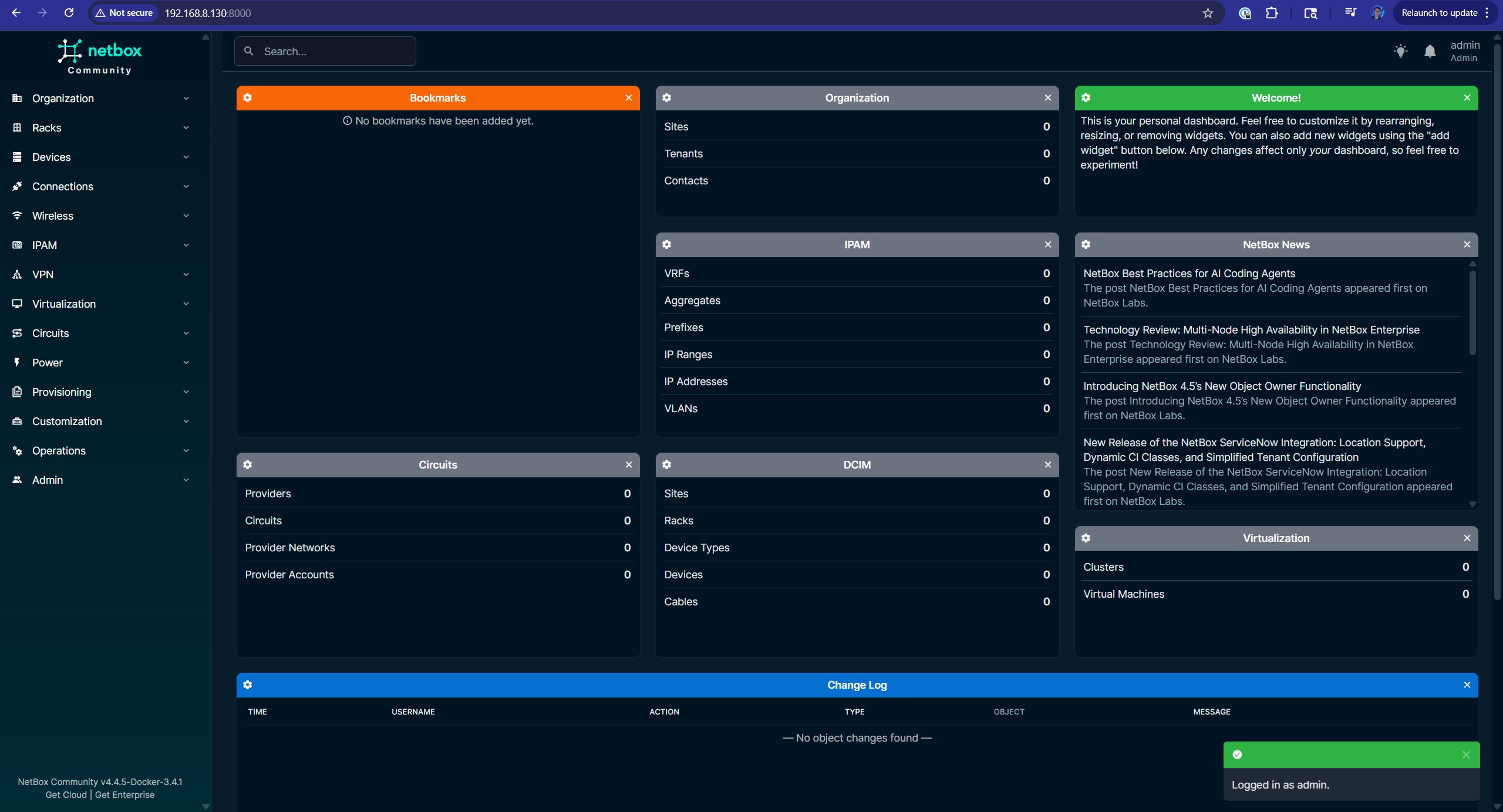Figure 13: NetBox Main Page