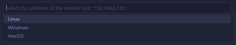 Figure 19: The option to choose which platform (Windows/macOS/Linux) we're connecting to, so that VS Code knows how to install the software to manage the remote system