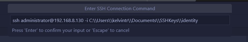 Figure 15: Command to SSH into the VM
